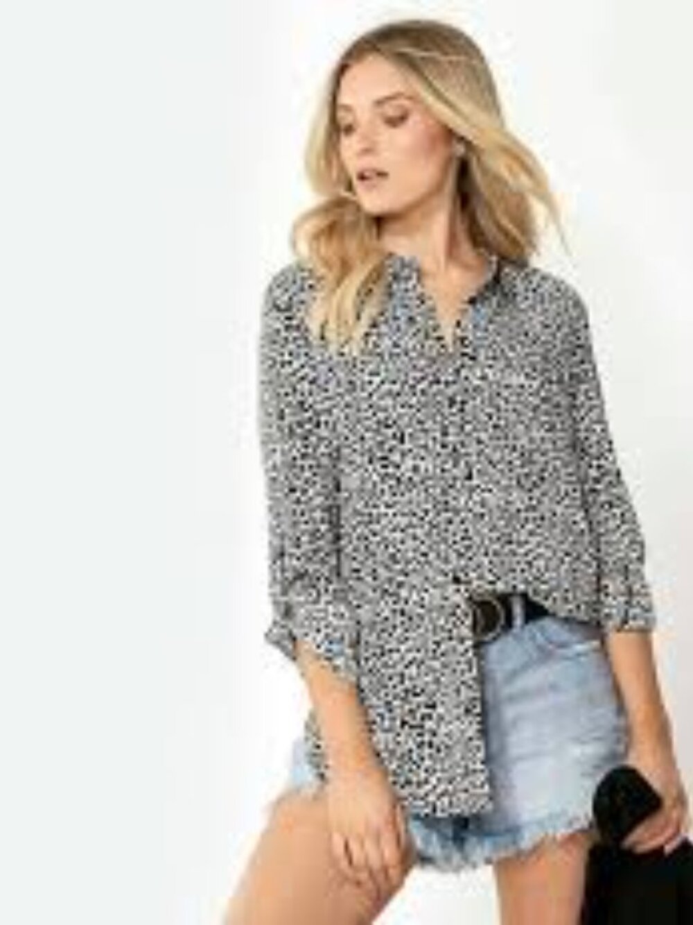 Croft & Barrow Leopard Print Blouse with Front Pockets